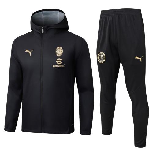 Chándal con Cortavientos AC Milán | Full Black Chándal con Cortavientos AC Milán | Full Black
