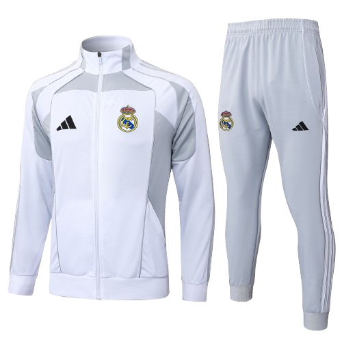 Chándal Real Madrid | Blanco & Gris Cremallera Completa Chándal Real Madrid | Blanco & Gris Cremallera Completa